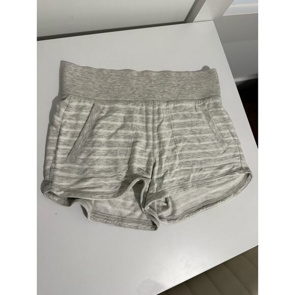$50 Athleta Restore Shortie Shorts - Grey Stripe - Small - Picture 2 of 5